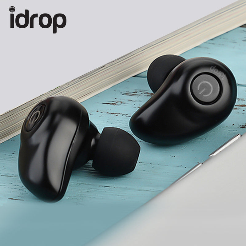 idrop Wireless Bluetooth Twins Headset Earbuds Noise Cancelling Bluetooth 3.0 Sweatproof Stereo Headset with Charging Box