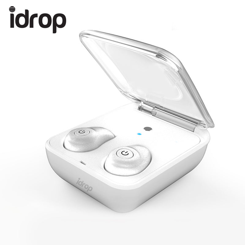 idrop Wireless Bluetooth Twins Headset Earbuds Noise Cancelling Bluetooth 3.0 Sweatproof Stereo Headset with Charging Box