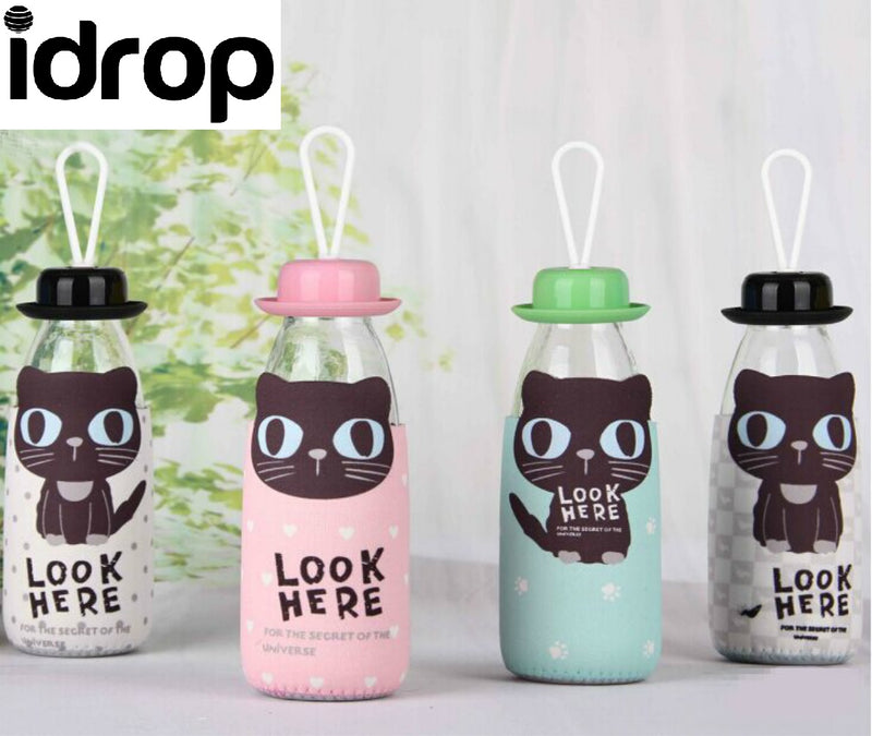 Idrop 300ml Portable Cutie Cartooon Glass Bottle [Send by randomly design]