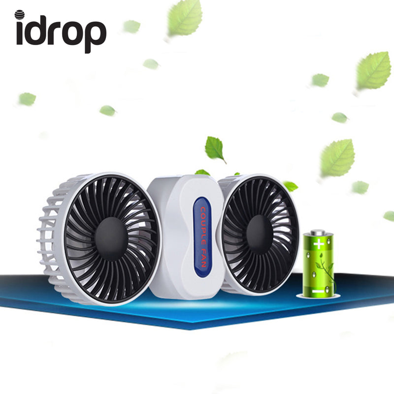 idrop Dual Head USB Rechargeable Smart Portable Quiet Desktop Fan with LED Light [Send by randomly color]