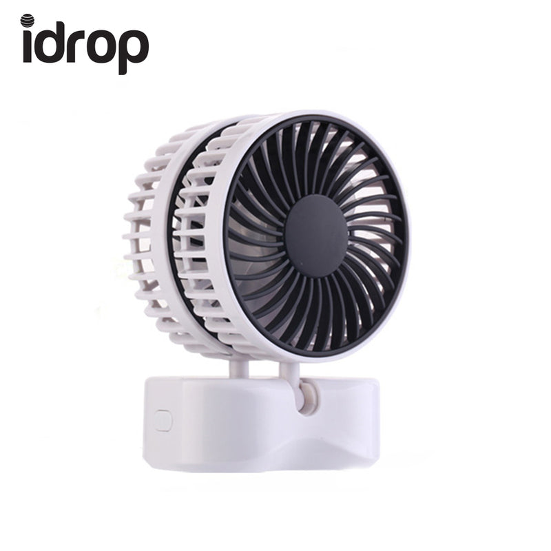 idrop Dual Head USB Rechargeable Smart Portable Quiet Desktop Fan with LED Light [Send by randomly color]