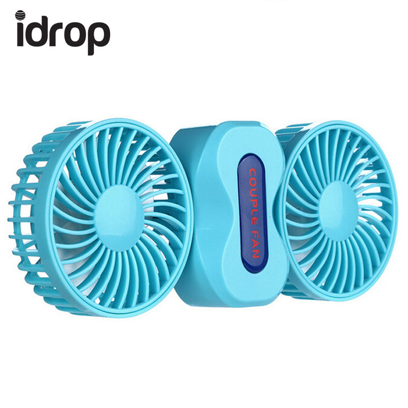 idrop Dual Head USB Rechargeable Smart Portable Quiet Desktop Fan with LED Light [Send by randomly color]