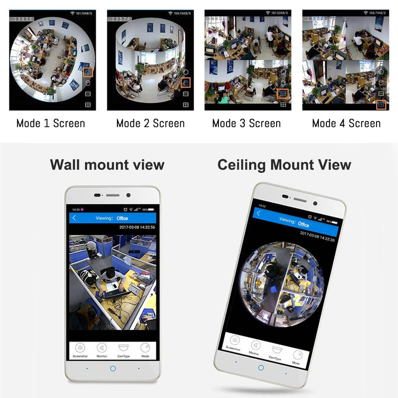 idrop V380 360-degrees Panoramic Camera Wi-Fi Connected with Mobile Phone and Video Recorders