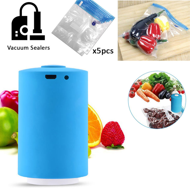 idrop Portable Mini Electric Vacuum Sealer Tool with 5pcs Vacuum Plastic Bag