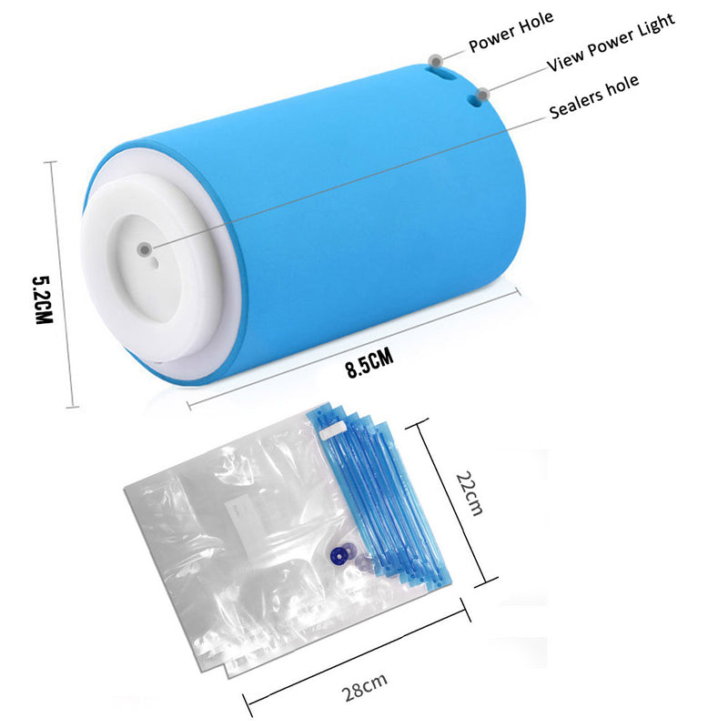idrop Portable Mini Electric Vacuum Sealer Tool with 5pcs Vacuum Plastic Bag