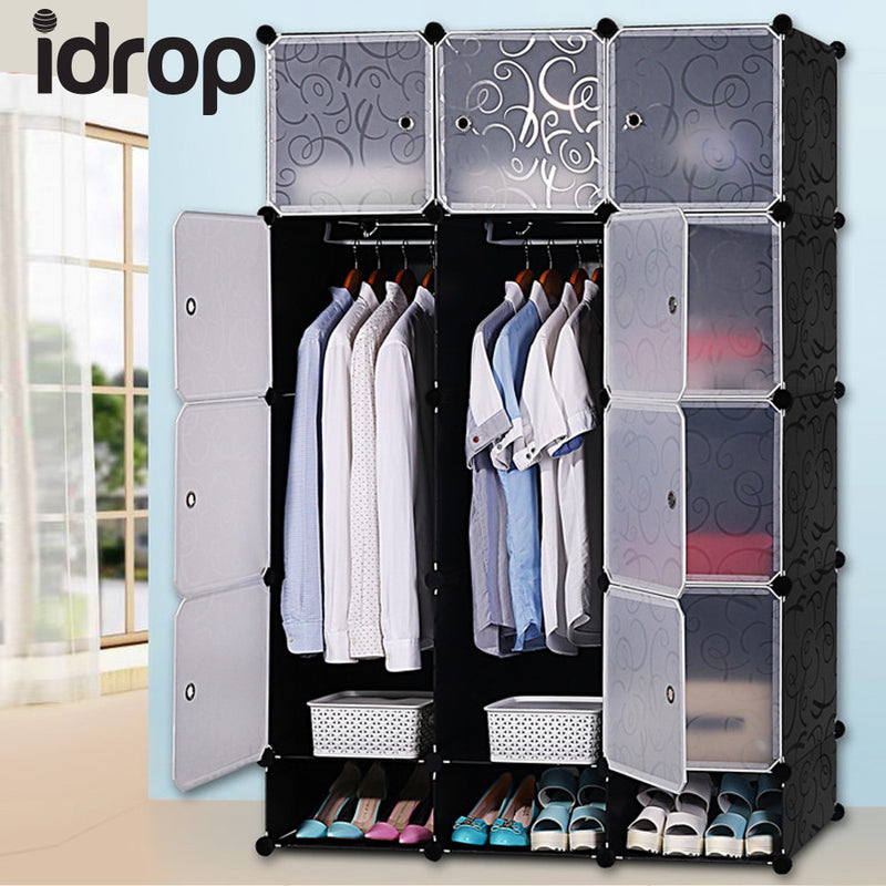 idrop 12 Cubes Wardrobe with Two Hangers & Shoe Cabinet