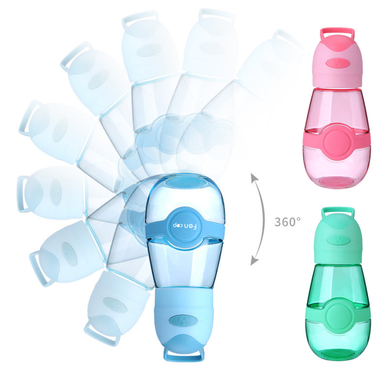 idrop Portable 400ml Water Bottle Sports Drinkware Kids with USB Charging Mini Fan