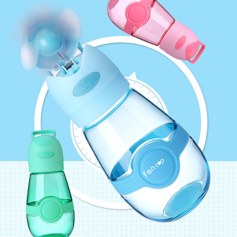 idrop Portable 400ml Water Bottle Sports Drinkware Kids with USB Charging Mini Fan