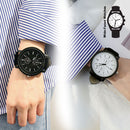 idrop Men's 40mm Wide-Faced Watches with Black & White Dial