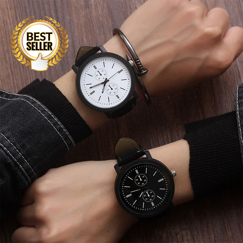 idrop Men's 40mm Wide-Faced Watches with Black & White Dial