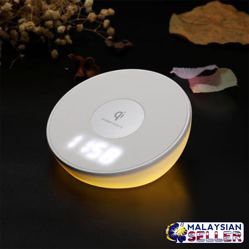 idrop Multi-Functional Qi wireless charging pad charger Dock with time Clock Desktop Lamp Feature