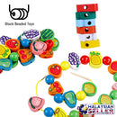 idrop Colourful  Wooden Beads Fruit Block Stringing Beaded Toys for Kids Children