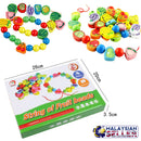 idrop Colourful  Wooden Beads Fruit Block Stringing Beaded Toys for Kids Children