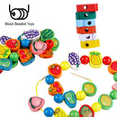 idrop Colourful  Wooden Beads Fruit Block Stringing Beaded Toys for Kids Children