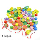 idrop Colourful  Wooden Beads Fruit Block Stringing Beaded Toys for Kids Children
