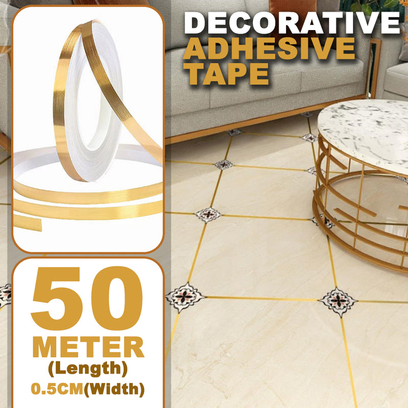 idrop [ 50M x 0.5CM ] Household Decorative Sevving Adhesive Strip Sticker / Pita Lekat Dekorasi / 装饰胶带 [ Gold / Silver / Black  ]