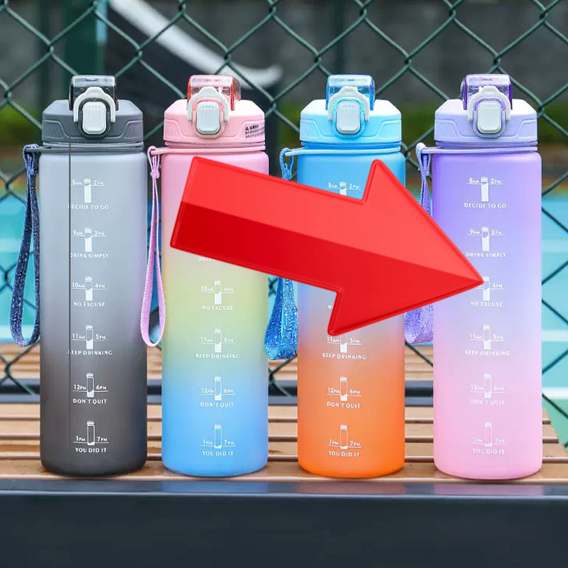 idrop [ 2 IN 1 ] Gradient Color Drinking Water Bottle Set [ 1000ml + 460ml ] / Set Botol Minuman Warna Warni  2 Dalam 1