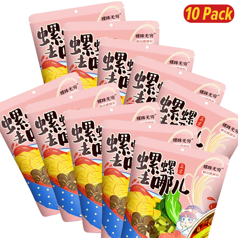 idrop [ 5 Pack / 10 Pack ] Authentic Snail Flavor Thick Soup Instant Noodle / Mi Segera Perisa Siput / 螺味无穷300g广西柳州螺蛳粉正宗特产螺狮粉袋装螺丝粉速食