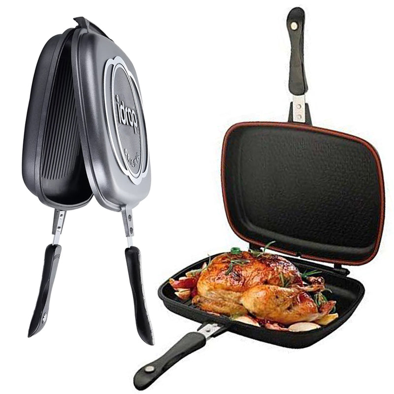 idrop 36CM DOUBLE SIDED FRYING PAN - Kitchen Cooking Pressure Grill Cookware