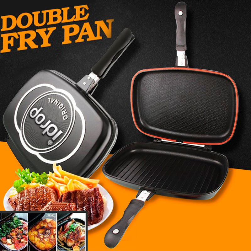 idrop 36CM DOUBLE SIDED FRYING PAN - Kitchen Cooking Pressure Grill Cookware