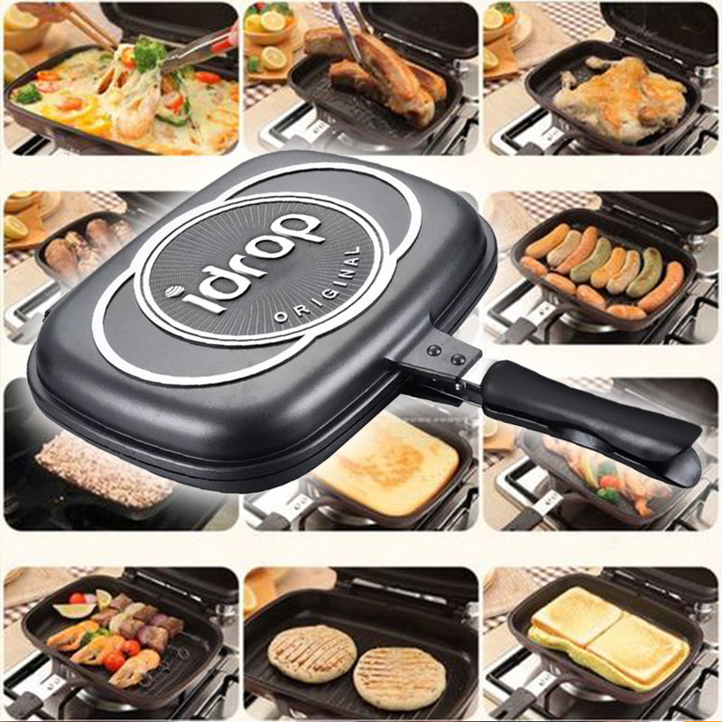 idrop 36CM DOUBLE SIDED FRYING PAN - Kitchen Cooking Pressure Grill Cookware