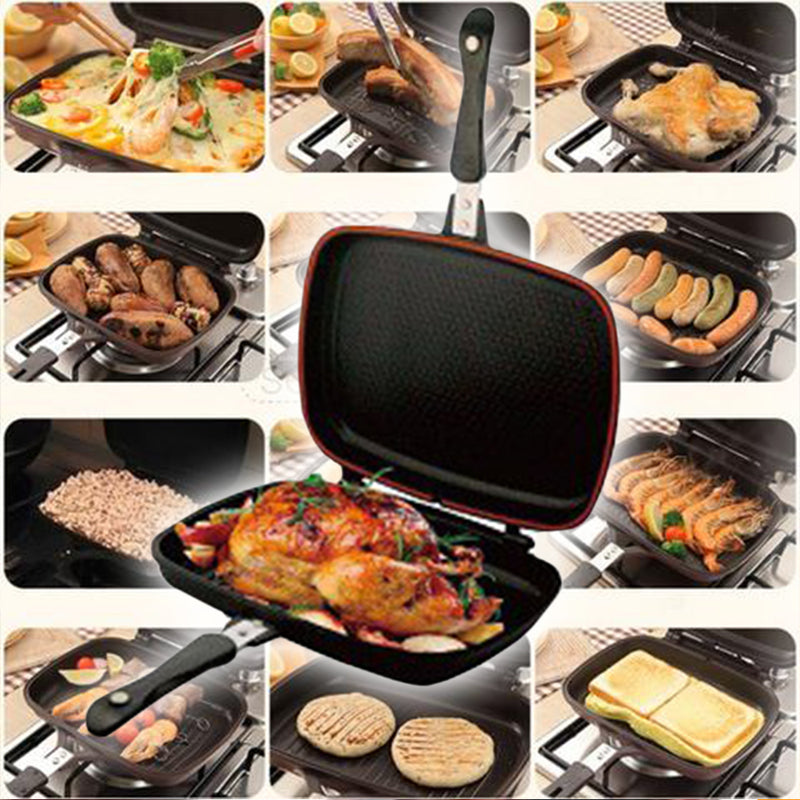idrop 36CM DOUBLE SIDED FRYING PAN - Kitchen Cooking Pressure Grill Cookware