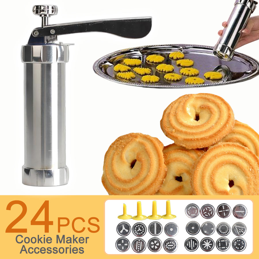 25-Piece Biscuit Maker Cookie Press Set - Pump Shaper For Cake & Cookie Decorating