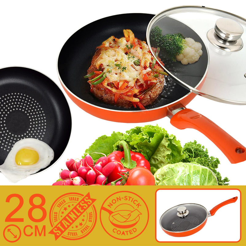 idrop Non-Stick Thick Stainless Steel Frying Cooking Wok Pan [28cm]