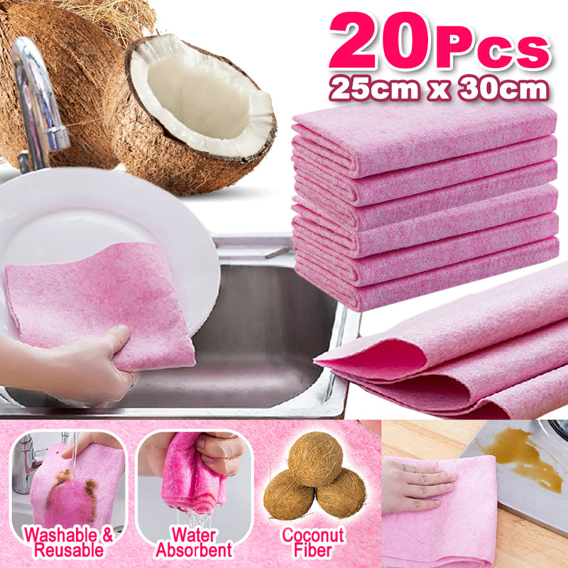 idrop [ 20PCS Set ] Multipurpose Washable & Reusable Coconut Cleaning  Wiping Rag Cloth [ 25cm x 30cm ]