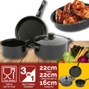 idrop 3PCS Kitchen Cooking Pot and Frypan