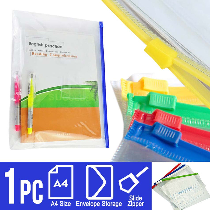 idrop A4 Zipper Seal Plastic Envelope Paper Storage Holder File