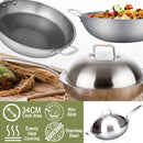 idrop 34cm Stainless Steel Non-Stick Cooking Wok with Full Lid Cover