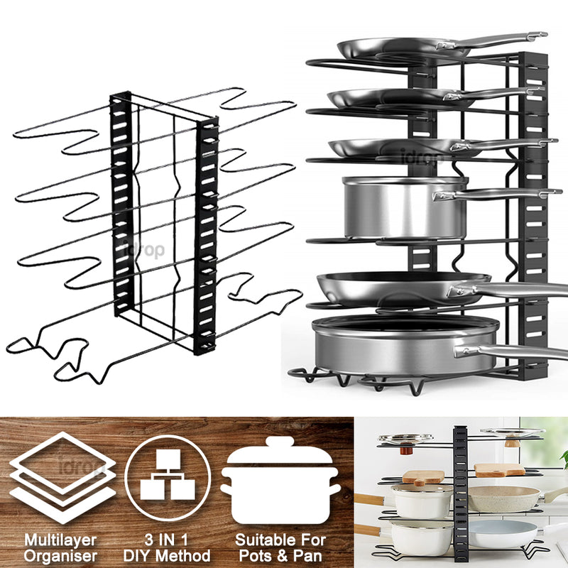 idrop Multilayer DIY Kitchen Pot Lid Cover and Kitchenware Holder Rack Shelf