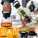 idrop [ 1000ml ] Glass Cup Plus Drinking Water Bottle / Botol Minuman Kaca 1000ML / (锁扣盖)高硼硅玻璃壶带套(水壶