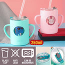 idrop [ 250ml ] Children's Milk Drinking Glass Cup with Silicone Cover