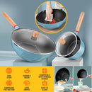 `idrop [ 30CM / 18CM ] Nonstick Kitchen Cooking Wok & Milk Pan / Kuali dan Periuk Tidak Lekat / 京瓷蓝回飞单柄不粘炒锅30CM京瓷蓝回飞不粘奶锅18CM