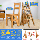 idrop [ 2 IN 1 ] Multifunctional Foldable Wooden Chair to 4 Storey Step Ladder / Kerusi Kayu dan Tangga / 【二合一】多功能折叠木椅转4层梯