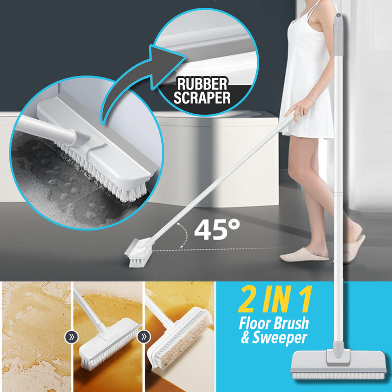idrop 2 IN 1 Household Floor Scrubber and Sweeper Brush Broom