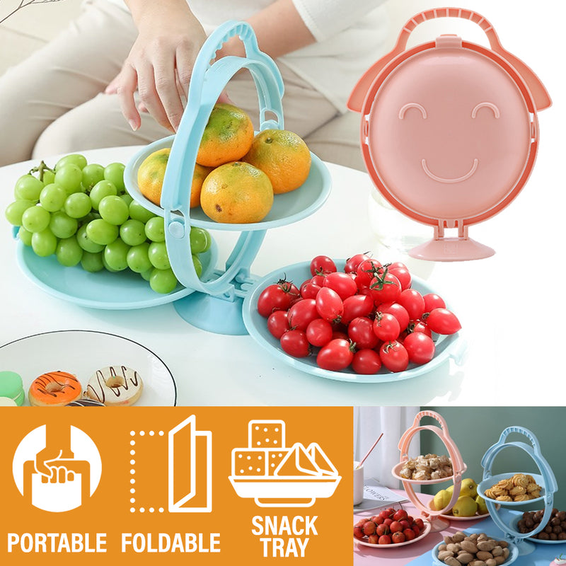idrop 3 LAYER Portable Food Fruit & Snack Foldable Portable Dish Tray