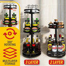 idrop [ 2 LAYER / 3 LAYER ] 360° Household Kitchen Rotating Steel Frame Countertop Storage Rack Shelf