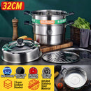 idrop [ 32CM ] 3 Layer Steamer Cooker Stainless Steel / SUS304 Periuk 3 lapis Masak Stim / 32CM蒸美味三层腹底蒸锅(304)(瑞诚RC)