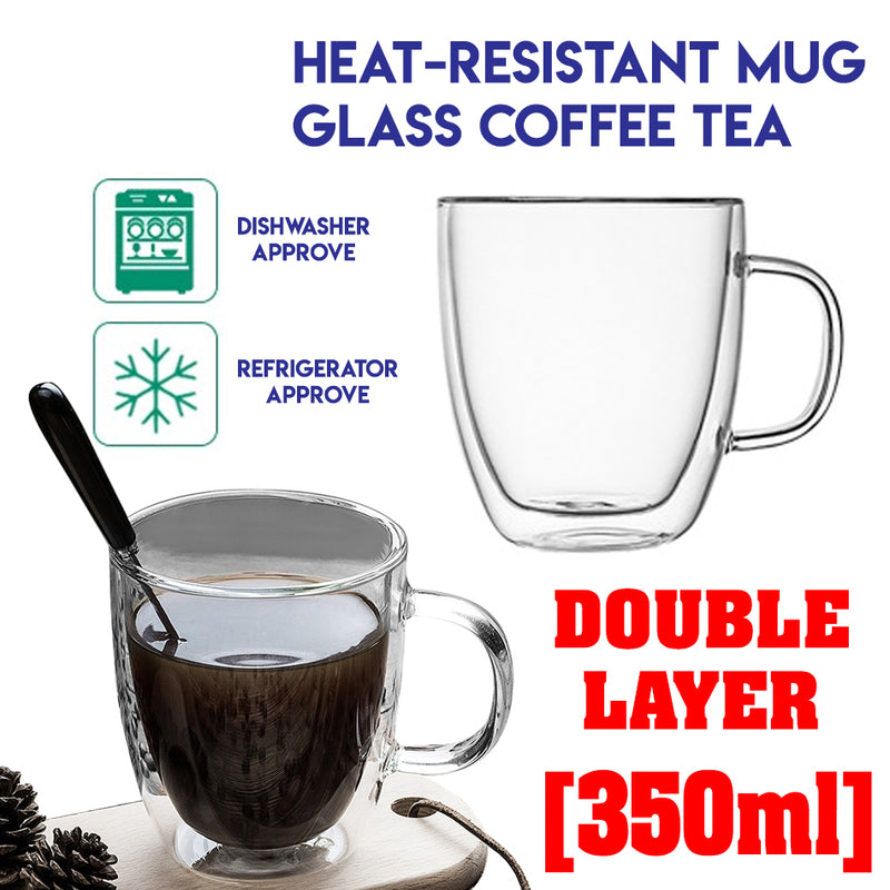 idrop 350ml Double Layer Heat-Resistant Mug Glass Coffee Tea