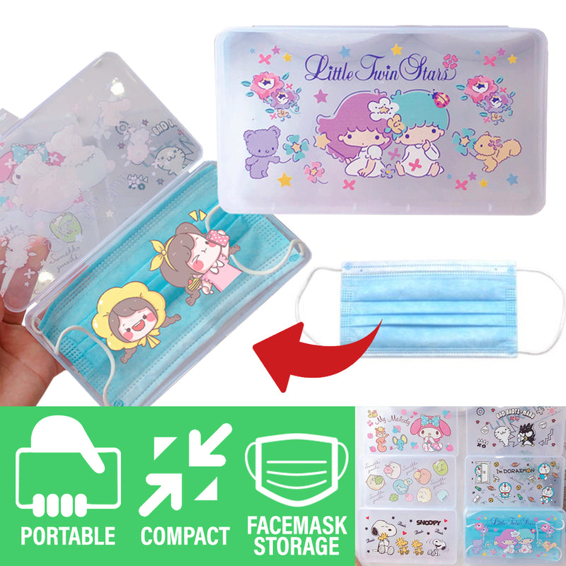 idrop Face Mask Portable Storage Transparent Container Box with Cartoon Decoration