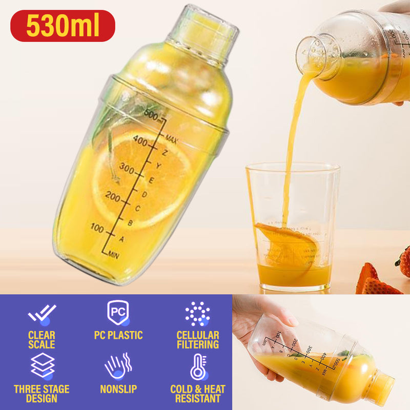 idrop [ 530ml ] Drink Shaker Mixer Cup / Cawan Goncang Air / 手打柠檬茶杯雪克杯奶茶店工具带刻度手摇杯雪壶防溅盖调酒器套装