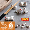 idrop [ 5PCS ] Ceramic Lucky Cat Chopstick Holder / Pemegang Chopstick Kucing / 陶瓷招财猫筷子架(5个套)