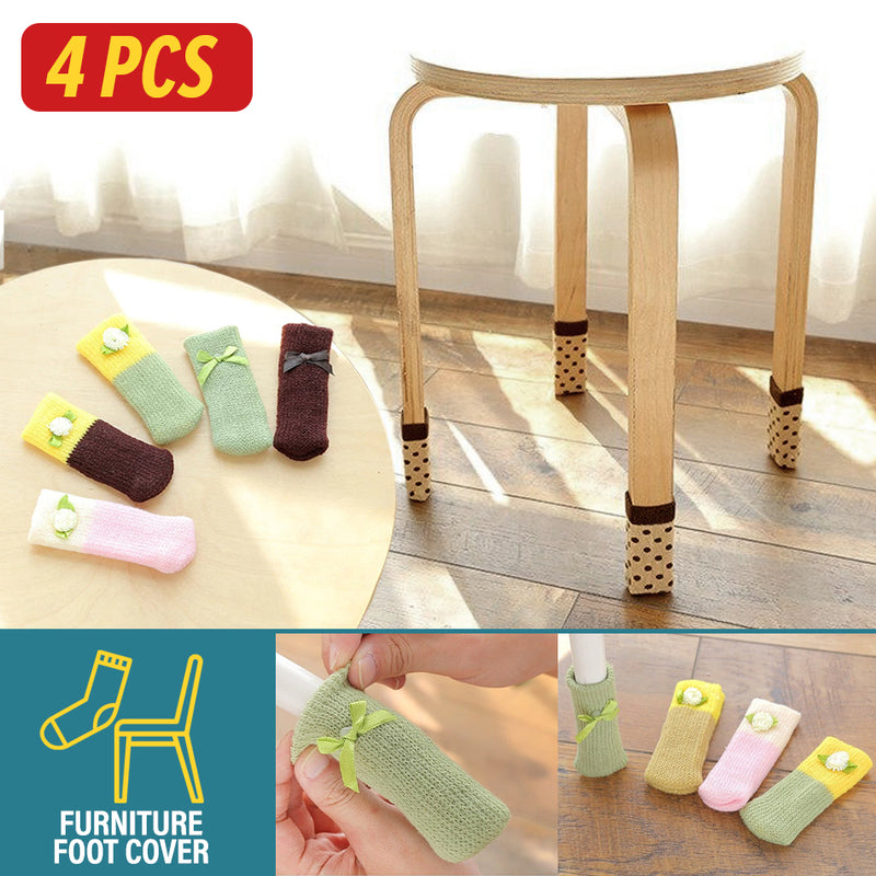 idrop [ 4PCS ] Chair Table Cushion Knitted Sock Foot Cover / Stokin Perabut Kerusi & Meja / 小花椅子脚包垫（4个1套)(针织脚套)