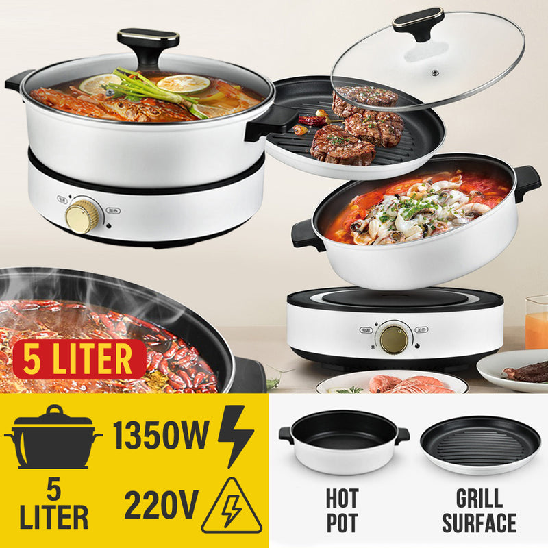 idrop 2 IN 1 Multifunction Electric Cooking Nonstick  Grill Hotpot Cooker [ 30cm ][ 5 Liter ]