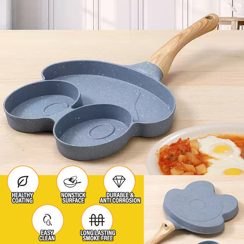 idrop Nonstick Cute Frog Head Shape Frying Pan Skillet [ 3 Slot ] / Pemanggang Tidak Lekat Bentuk Kepala Katak Comel / 3孔青蛙头造型复底煎蛋器(3格煎盘)