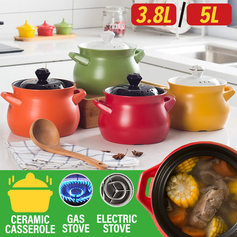 idrop [ 3.8L / 5L ] Ceramic Casserole Cooking Pot with Lid Cover