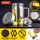idrop [ 520ml ] Double Layer Glass Heat Insulation Drinking Cup with Stainless Steel Filter with Lid Cover / Cawan Gelas Minuman Penebat Haba / 带盖不锈钢过滤网双层玻璃隔热饮水杯